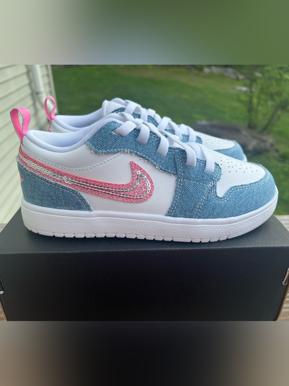 Kids 3Y (UK 2.5) Jordan 1 Low ALT SE Denim Sequin (PS)